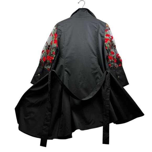 Nylon Apparel Dress Womens Large Blk Embroidered Mesh Sleeves Whimsigoth Witchy - Picture 6 of 10